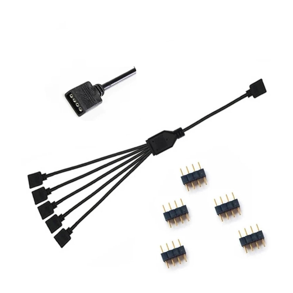 ACGTUY 30cm Motherboard Aura Splitter Line RGB Hub 30cm Extension Cable MOD Interface 5V 3PIN 12V 4PIN Extender Water Cooler Custom(12V 1 to 5)