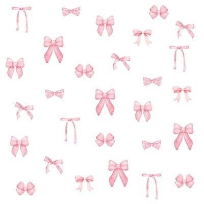84Pcs Bow Wall Stickers Peel and Stick Coquette Pink Bow Heart Decals for Room Nursery Boho Bedroom Living Room Playroom Windows Aesthetic Waterproof Wallpaper for Christmas Decor (12 Sheets)