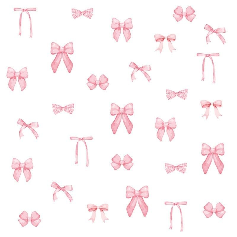 84Pcs Bow Wall Stickers Peel and Stick Coquette Pink Bow Heart Decals for Room Nursery Boho Bedroom Living Room Playroom Windows Aesthetic Waterproof Wallpaper for Christmas Decor (12 Sheets)