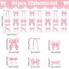 84Pcs Bow Wall Stickers Peel and Stick Coquette Pink Bow Heart Decals for Room Nursery Boho Bedroom Living Room Playroom Windows Aesthetic Waterproof Wallpaper for Christmas Decor (12 Sheets) view 2