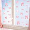 84Pcs Bow Wall Stickers Peel and Stick Coquette Pink Bow Heart Decals for Room Nursery Boho Bedroom Living Room Playroom Windows Aesthetic Waterproof Wallpaper for Christmas Decor (12 Sheets) view 3