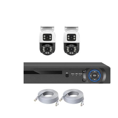 H.265 4/8CH POE NVR Kit Outdoor Waterproof IP Camera 6MP Dual Lens PTZ CCTV Home Security System Set Video Surveillance(None,4CH and 2PCS 6MP)
