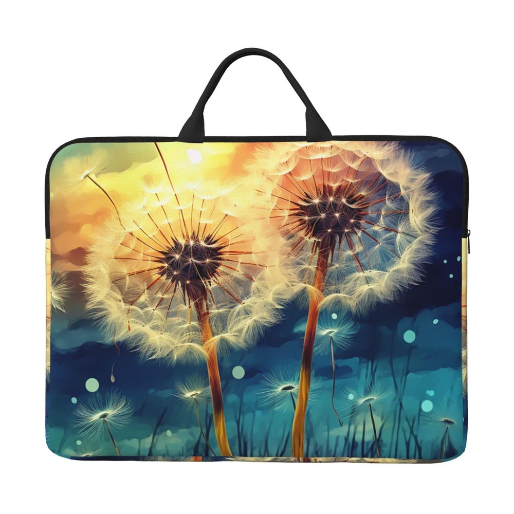 GlbnSHeric Laptop Shoulder Bag Messenger Bag Blue Dragonfly Laptop Bag Computer Bag for Men Women, Dandelion Drawing Paint, One Size