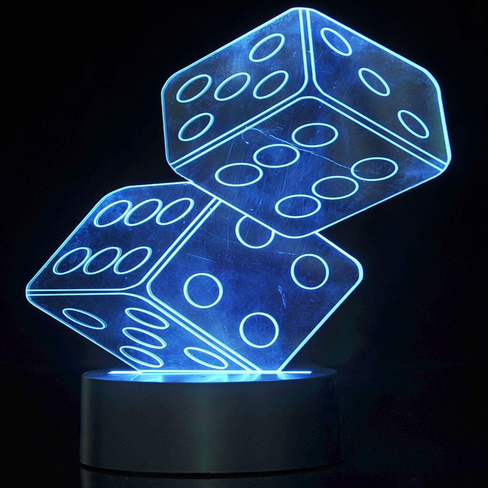 Dusky Shark 3D Dice Lighting with Laser Cut Precision LED Lights  Fun Decorative Accent