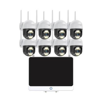 QDVOPHZA 3MP Wireless PTZ Camera System 12.5 Inch LCD Monitor 2K HD WiFi IP Security Cameras 8CH CCTV Set Video Surveillance Kit(1T,3MP 8Cam and Monitor)