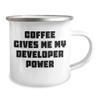 Developer Camping Mug - 'Coffee Gives Me My Developer Power' - Christmas Unique Gifts for Men, Women, Friends, Coworkers, Family view 2