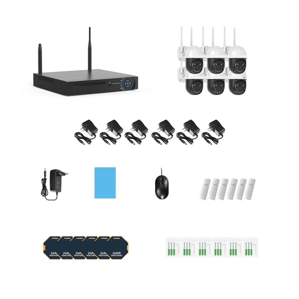 QDVOPHZA 8CH 5mp 4mp WiFi Camera Security Kit System Wireless CCTV System NVR Outdoor Ptz Two-Way Audio Video Surveillance(None,5MP 6PCS Camera)