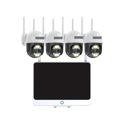 QDVOPHZA 3MP Wireless PTZ Camera System 12.5 Inch LCD Monitor 2K HD WiFi IP Security Cameras 8CH CCTV Set Video Surveillance Kit(1T,3MP 4Cam and Monitor)