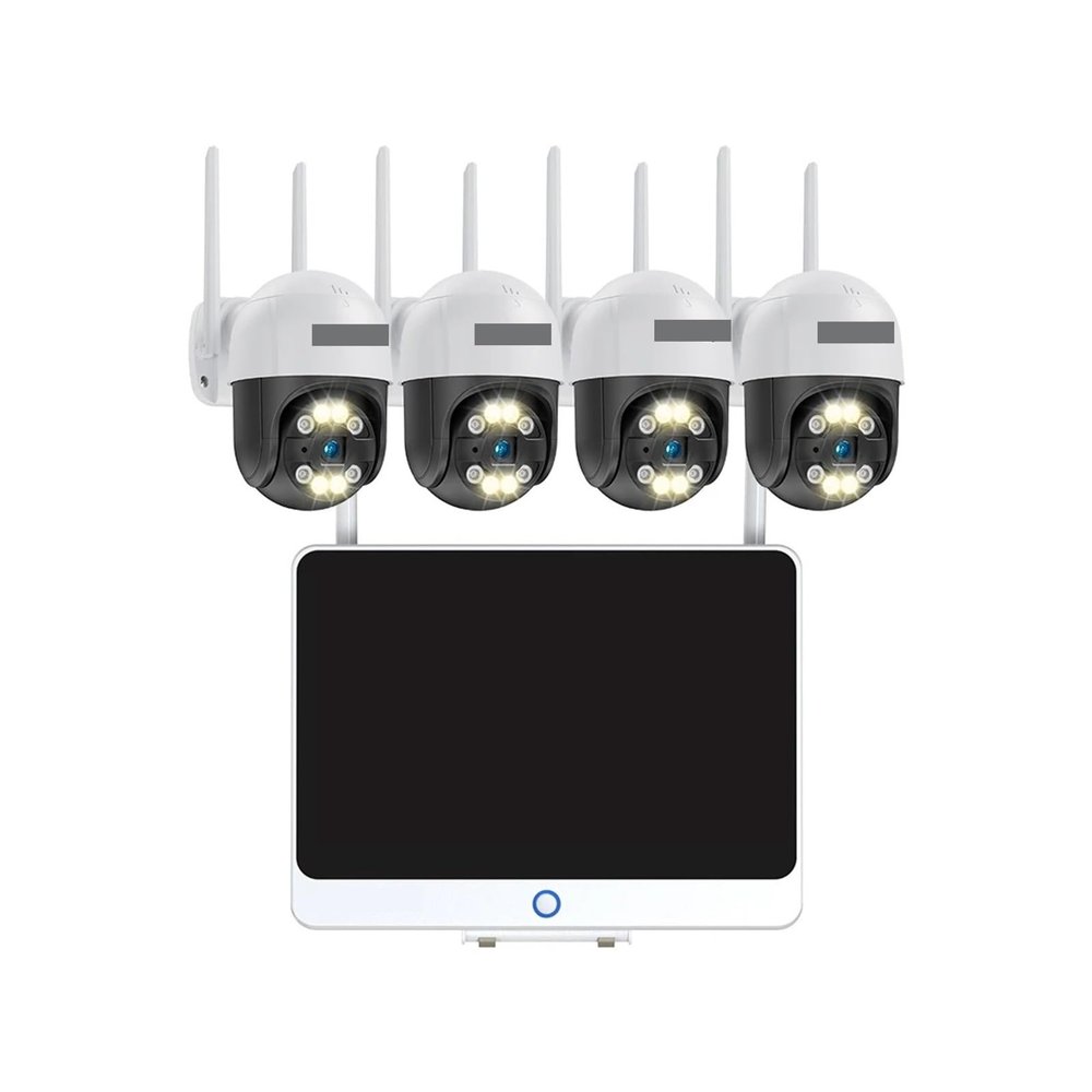 QDVOPHZA 3MP Wireless PTZ Camera System 12.5 Inch LCD Monitor 2K HD WiFi IP Security Cameras 8CH CCTV Set Video Surveillance Kit(1T,3MP 4Cam and Monitor)
