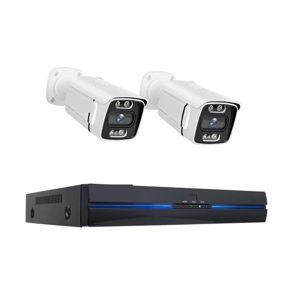 QDVOPHZA Video Surveillance Camera POE System 4K 8MP 5MP Color Night Vision Security Outdoor CCTV IP NVR H.265 P2P Set Speaker Kit(None,2 Camera 8MP)