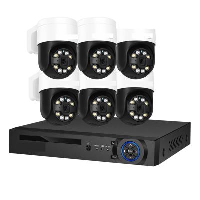 QDVOPHZA 8MP 4K Face Detection Security PTZ IP Camera System Audio POE NVR Kit CCTV Humanoid Outdoor Home Video Surveillance(None,8CH NVR 6 AI Camera)