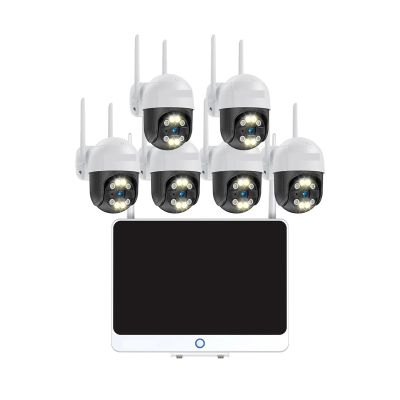 QDVOPHZA 3MP Wireless PTZ Camera System 12.5 Inch LCD Monitor 2K HD WiFi IP Security Cameras 8CH CCTV Set Video Surveillance Kit(2T,3MP 6Cam and Monitor)