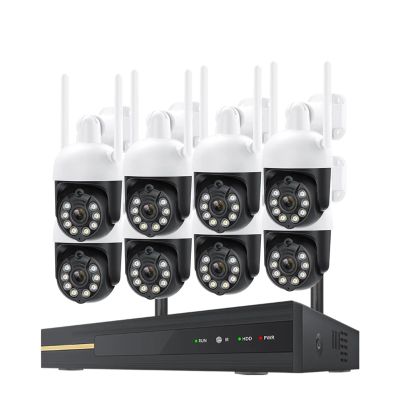 8CH 3MP PTZ Wireless System Waterproof WiFi Security IP Camera CCTV Surveillance Protection Kit Two Way Communication P2P(None,8CHNVR and 8 Cams)