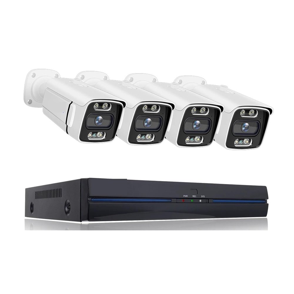 QDVOPHZA Video Surveillance Camera POE System 4K 8MP 5MP Color Night Vision Security Outdoor CCTV IP NVR H.265 P2P Set Speaker Kit(None,4 Camera 8MP)