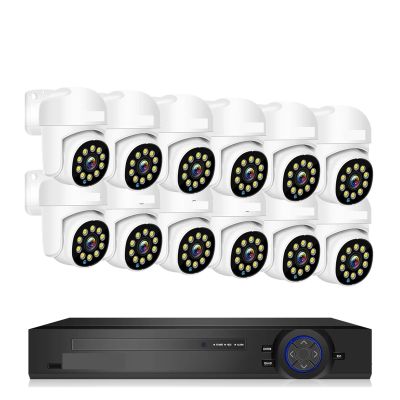 QDVOPHZA 4K 16CH Surveillance System 8MP 4MP Two Way Audio PTZ CCTV System AI P2P Security Camera Video Surveillance Kit(None,16CH 4MP with 12 Cam)