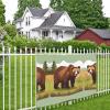 Party Backdrop Banner, Brown Bear Walking Themed Party Wall Background, Reusable Photography Birthday Party Banner Decorations view 3