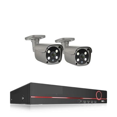 8CH 5MP HD POE CCTV Security Camera System Home Video Surveillance NVR Kit Face Detection Outdoor IP Camera Set(2T,8CH 2 Bullet Camera)