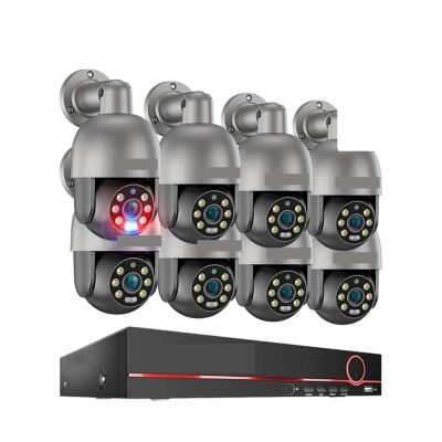 QDVOPHZA 8CH 4K 5MP 8MP PTZ Security POE IP Camera System Outdoor AI Human Detection Two Way Audio Video Surveillance Camera Kit(None,8CH NVR 8pcs Cam 5MP)