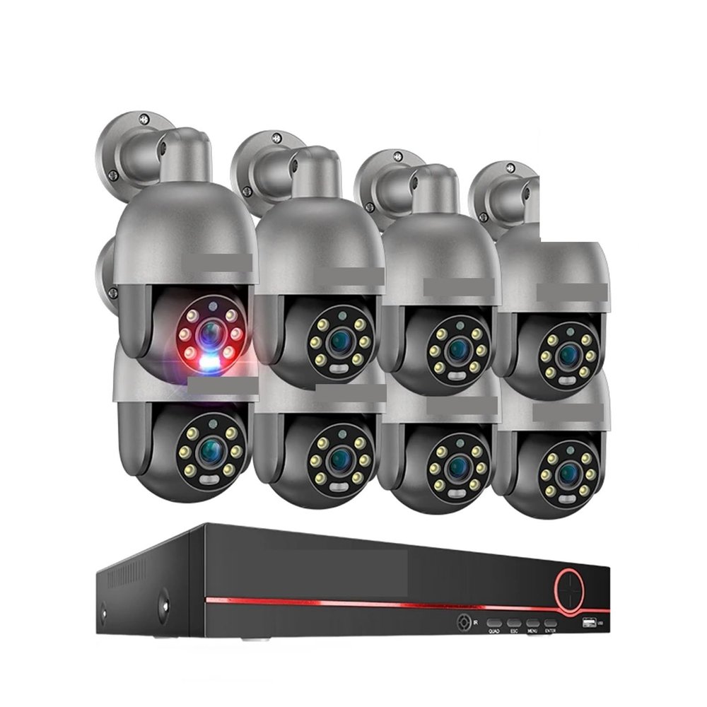 QDVOPHZA 8CH 4K 5MP 8MP PTZ Security POE IP Camera System Outdoor AI Human Detection Two Way Audio Video Surveillance Camera Kit(None,8CH NVR 8pcs Cam 5MP)