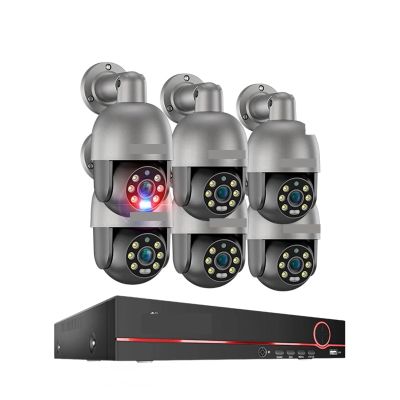 QDVOPHZA 8CH 5MP HD POE CCTV Security Camera System Home Video Surveillance NVR Kit Face Detection Outdoor IP Camera Set(2T,8CH 6 PTZ Camera)