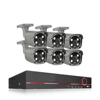 8CH 5MP HD POE CCTV Security Camera System Home Video Surveillance NVR Kit Face Detection Outdoor IP Camera Set(1T,8CH 6 Bullet Camera)