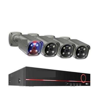 QDVOPHZA Ultra HD 4K POE Camera System Face Detected Red-Blue Light Alarm Colorful Night 8MP CCTV Video Security Surveillance Kit(2T,8CH NVR 4 Cameras)