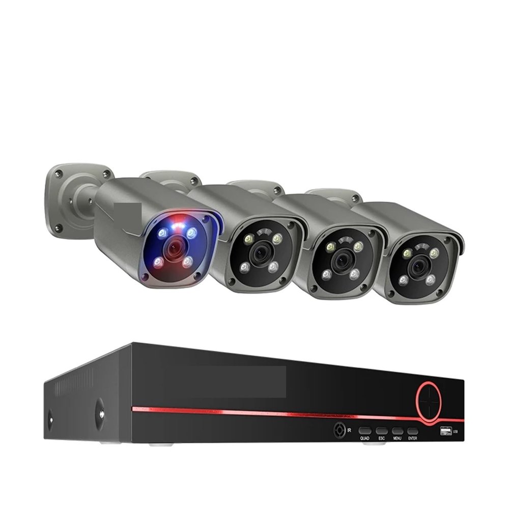 QDVOPHZA Ultra HD 4K POE Camera System Face Detected Red-Blue Light Alarm Colorful Night 8MP CCTV Video Security Surveillance Kit(2T,8CH NVR 4 Cameras)