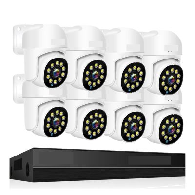 QDVOPHZA 4K Surveillance System 8MP 4MP Two Way Audio PTZ CCTV POE AI Security Camera 8CH P2P NVR Video Surveillance Kit(None,8CH 4MP with 8 Cam)
