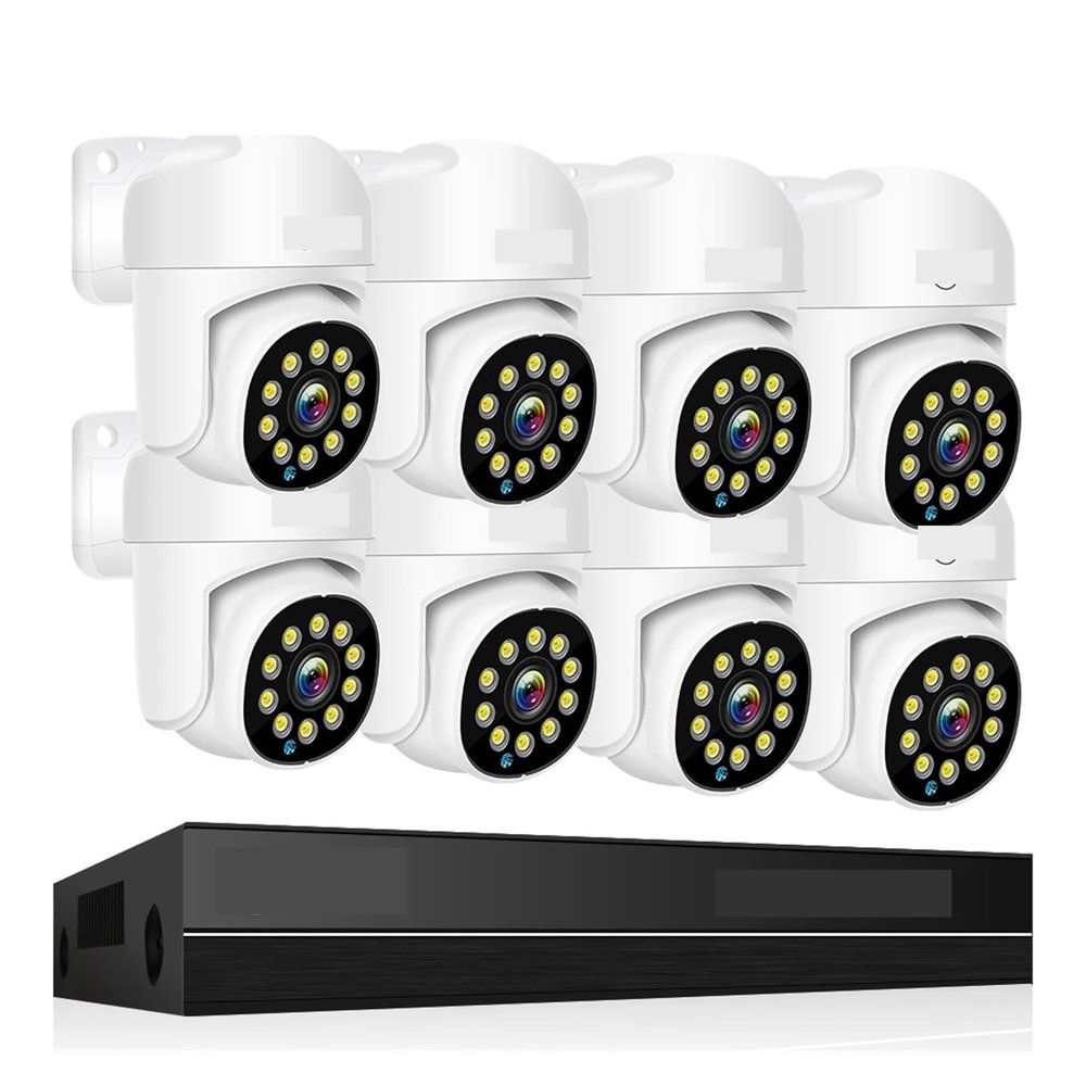 QDVOPHZA 4K Surveillance System 8MP 4MP Two Way Audio PTZ CCTV POE AI Security Camera 8CH P2P NVR Video Surveillance Kit(None,8CH 4MP with 8 Cam)