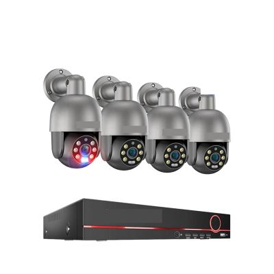 QDVOPHZA UHD 8CH 4K PTZ POE Security Camera System 2K 5MP Color Night Vision CCTV Video Surveillance Protection Kit Human Detect(None,8CH 4pcs Camera 8MP)