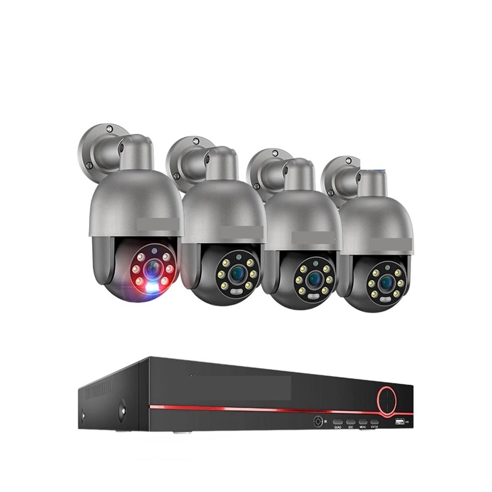 QDVOPHZA UHD 8CH 4K PTZ POE Security Camera System 2K 5MP Color Night Vision CCTV Video Surveillance Protection Kit Human Detect(None,8CH 4pcs Camera 8MP)