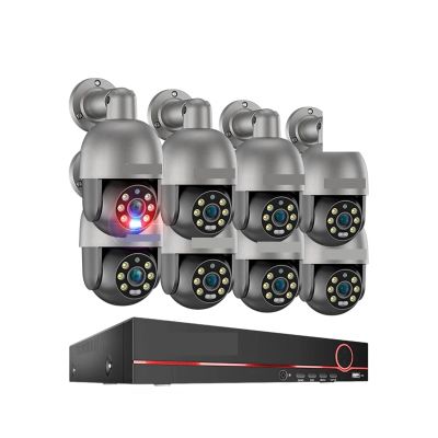 QDVOPHZA UHD 8CH 4K PTZ POE Security Camera System 2K 5MP Color Night Vision CCTV Video Surveillance Protection Kit Human Detect(None,8CH 8pcs Camera 8MP)
