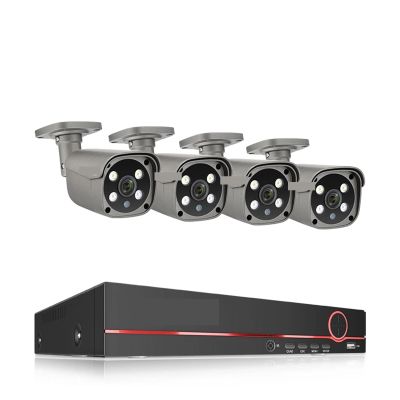 8CH 5MP HD POE CCTV Security Camera System Home Video Surveillance NVR Kit Face Detection Outdoor IP Camera Set(2T,8CH 4 Bullet Camera)