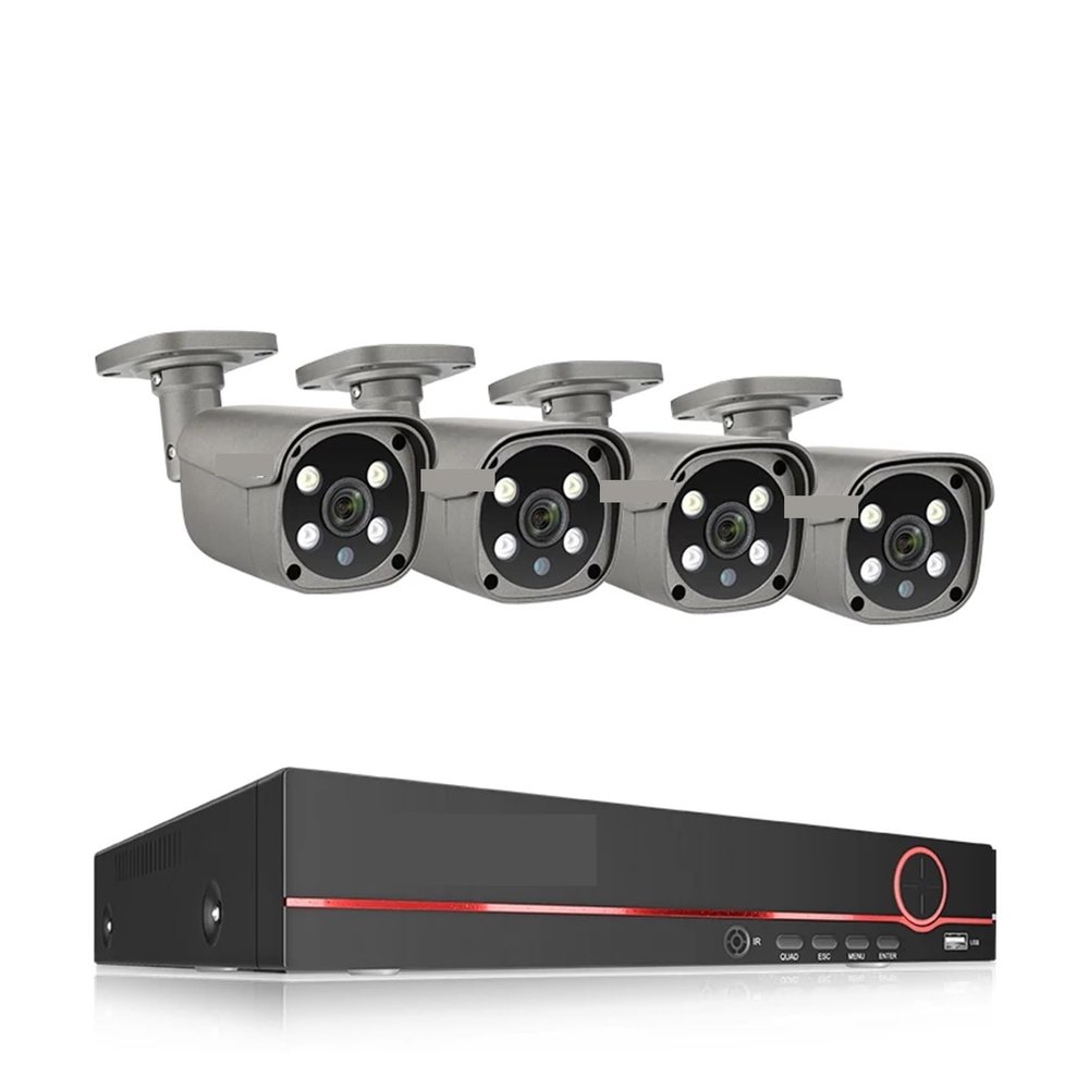 8CH 5MP HD POE CCTV Security Camera System Home Video Surveillance NVR Kit Face Detection Outdoor IP Camera Set(2T,8CH 4 Bullet Camera)