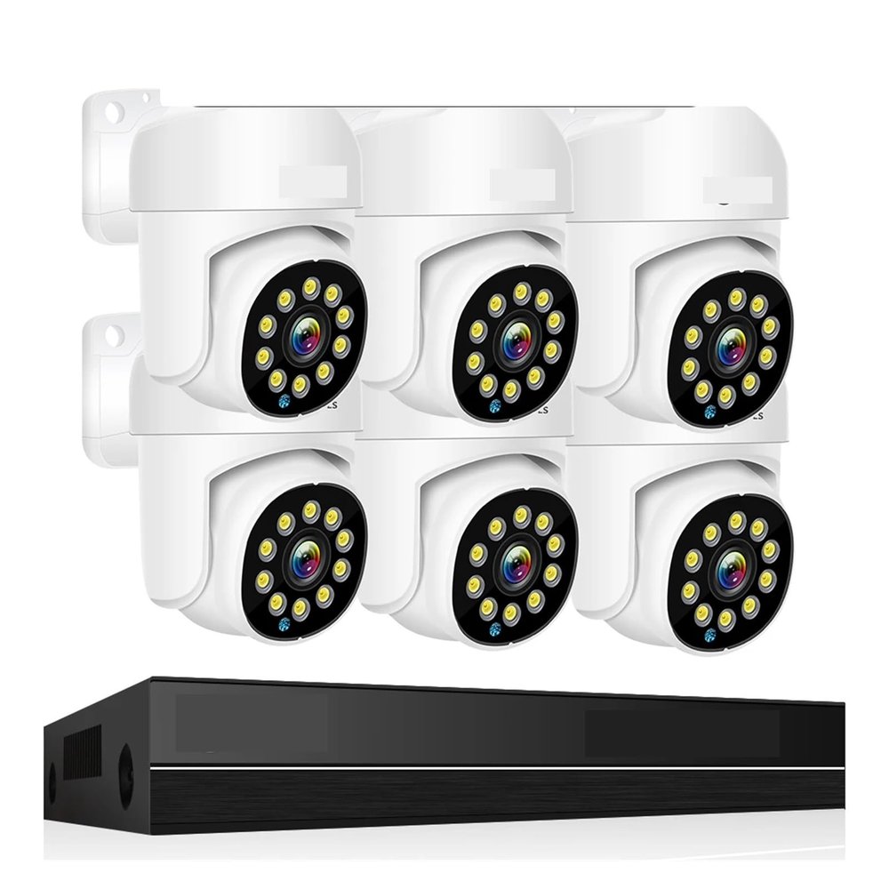 QDVOPHZA 4K Surveillance System 8MP 4MP Two Way Audio PTZ CCTV POE AI Security Camera 8CH P2P NVR Video Surveillance Kit(None,8CH 8MP with 6 Cam)
