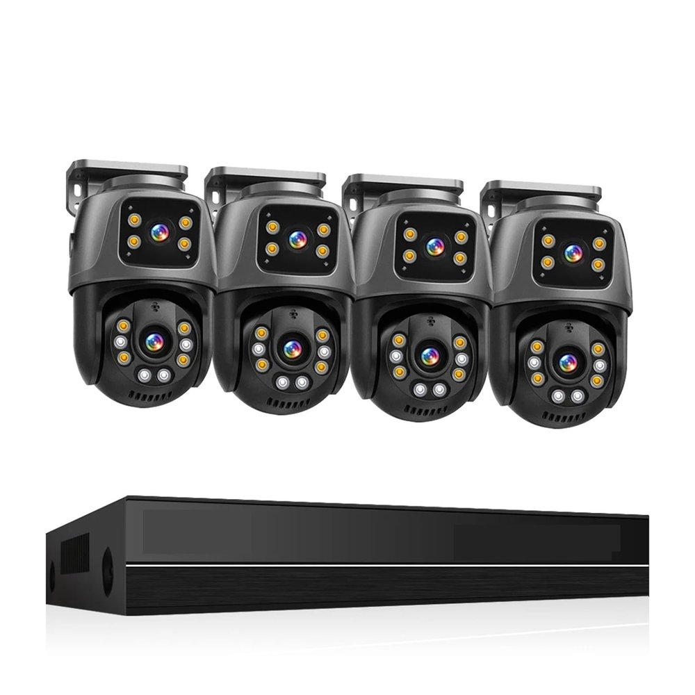 QDVOPHZA 6MP Surveillance System Dual Lens PTZ Two Way Audio POE Security Camera System 16CH NVR Video Surveillance Kit(1T,8CH 6MP with 4 Cam)