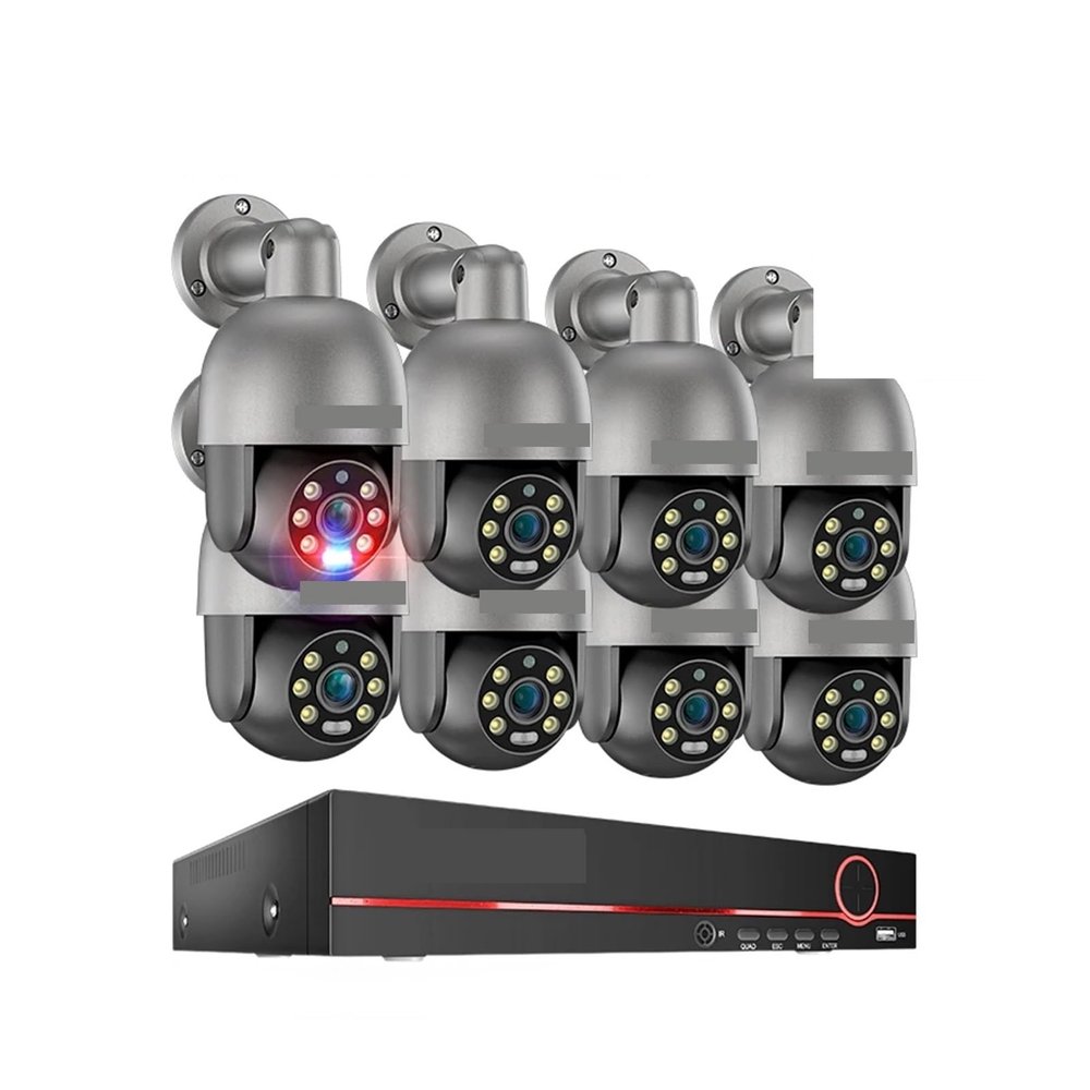 UHD 8CH 4K PTZ POE Security Camera System 2K 5MP Color Night Vision CCTV Video Surveillance Protection Kit Human Detect(None,8CH 8pcs Camera 5MP)