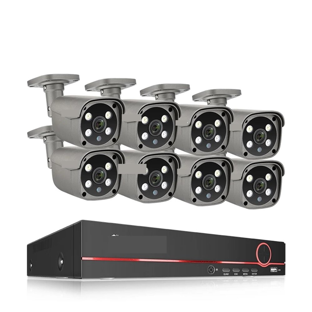 QDVOPHZA 8CH 5MP HD POE CCTV Security Camera System Home Video Surveillance NVR Kit Face Detection Outdoor IP Camera Set(None,8CH 8 Bullet Camera)