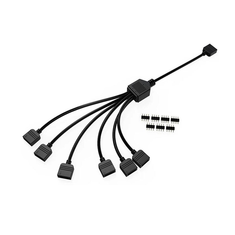 Extension Cable Compatible with The Motherboard Interface RGB 1-6 12v 4pin RGB Splitter Cable Compatible with The B-1P6L-X(4PIN 12V RGB)