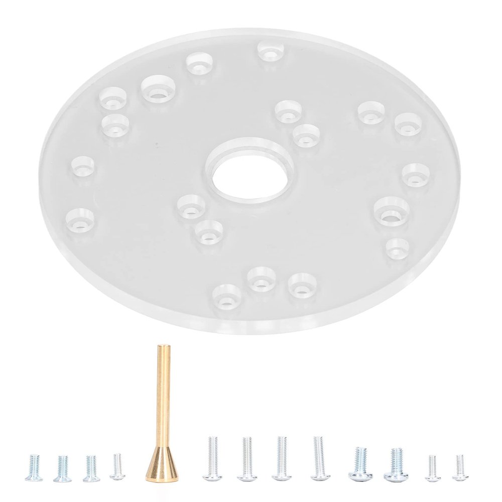 YLHHWVY Universal Router Base Plate 6.5-1/4 Inch Acrylic Clear Router Table Base Plate with Centering Pin Screws and Multiple PreDrilled Holes