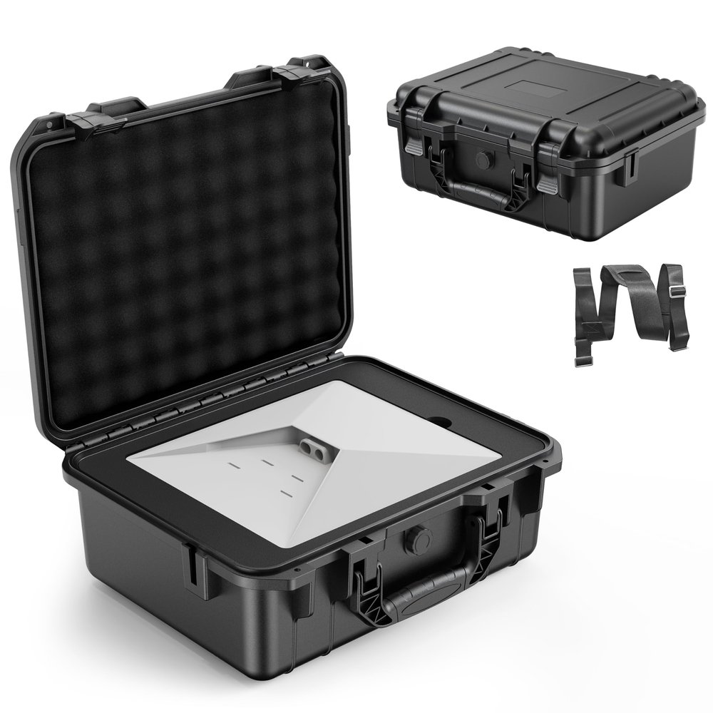 Starlink Mini Case, IP67 Waterproof Hard Case Precision Cut Foam For Starlink Mini, Kickstand, Pipe Adapter, Power Supply, Cables, Outdoor, Travel, Camping