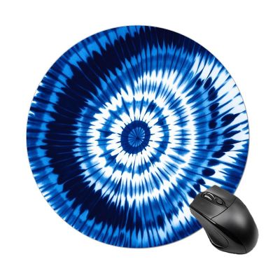 Mouses Pad Computer Mouses Mat Round Cute Mouses Pad with Design Non-Slip Desk Pad Laptop Desk Tie-dye Blue Mat for Office Home Gaming Working