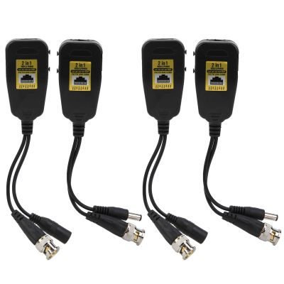 QANYEGN 4Pcs HD Video Transmitter, RJ45 Video Balun Transceiver, HD BNC Video Power Balun Transceiver for Industrial Connector