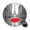 Mouses Pad Computer Mouses Mat Round Cute Mouses Pad with Design Non-Slip Desk Pad Laptop Desk Eiffel Tower Paris Red Umbrella Mat for Office Home Gaming Working view 1