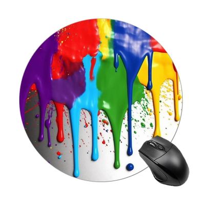 Mouses Pad Computer Mouses Mat Round Cute Mouses Pad with Design Non-Slip Desk Pad Laptop Desk Paint Splatter Backdrop Mat for Office Home Gaming Working