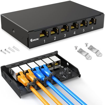 Enmane 6 Port Patch Panel 0.5U CAT7 Keystone Patch Panel for Desk Mount Home Ethernet Termination Box (EM-0.5U CAT7)