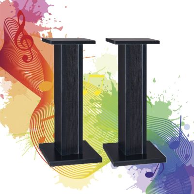 Speaker Stand Dual Wooden Speaker Stands, Heavy Duty Surround Sound Studio Monitors Stand, Easy to Put Home Theater Stage Floor Table Bookshelf Speakers (Color : Black, Size : High 60cm)
