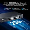 18 Port Gigabit PoE Switch, 16 Ggiabit PoE+, 2 GE Uplink, IEEE802.3af/at Max 250W, YuLinca Unmanaged Plug&Play Desktop Rackmount Ethernet Switch view 3
