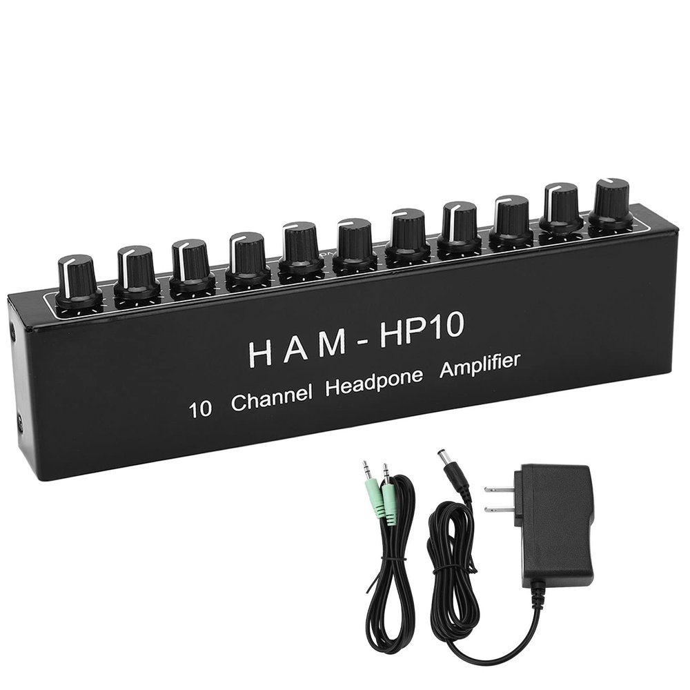 ANKROYU HAM HP10 Audio Distributor, Aluminum Alloy Magnifier Stereo Audio Distribution Splitter, 10 Channel Audio Splitter for Recording Studios Bands