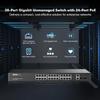 24 Port Full Gigabit PoE Switch with 2 GE Uplink, 2 Gigabit SFP, IEEE802.3af/at Max 400W, YuLinca Unmanaged Rackmount Switch with VLAN and AI Watchdog view 2